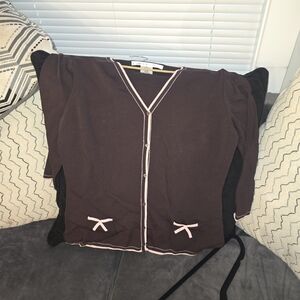 BCBG Chocolate Cardigan with Blush Accents